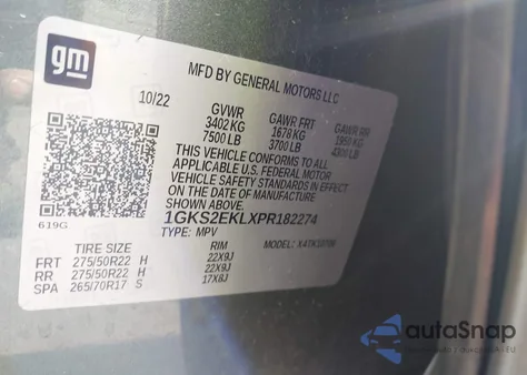 2023 GMC Yukon 4Wd Denali Ultimate из США, поврежденный, VIN 1GKS2EKLXPR182274